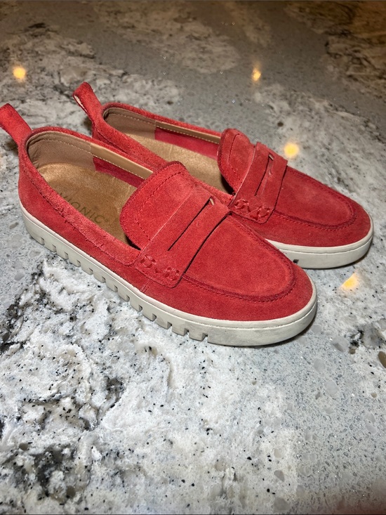 Vionic Shoes - Vionic Uptown Suede Packable Travel Penny Loafers Red Size 6